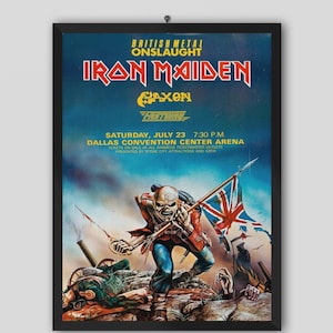 Iron Maiden, Saxon, Fastway, 1983, Dallas, TX. Póster vintage de concierto. Póster musical. Póster vintage. Póster de concierto. Imprimible.