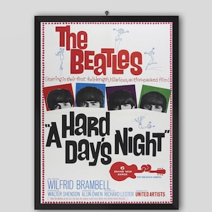 Poster promozionale di "A Hard Day's Night" dei Beatles. John Lennon, Paul McCartney, George Harrison. Poster vintage. Stampabile.