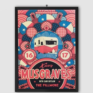 Kacey Musgraves and Sam Outlaw 2016 Vintage Konzertplakat. Musik Poster. Vintage Plakat. Konzert Poster. Druckbar.
