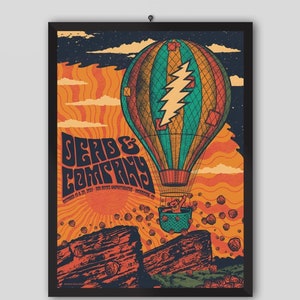 Dead & Company 2021 Red Rocks Morrison, Colorado, USA. Bob Weir, Mickey Hart, John Mayer. Music Poster. Concert Poster. Printable.