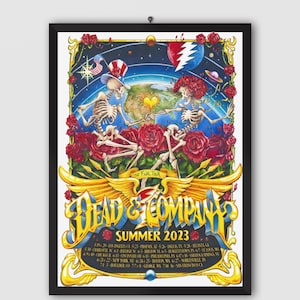 Pôster da turnê final de 2023 do Dead and Company. Bob Weir, Mickey Hart, John Mayer. Pôster musical. Pôster do show. Para impressão.