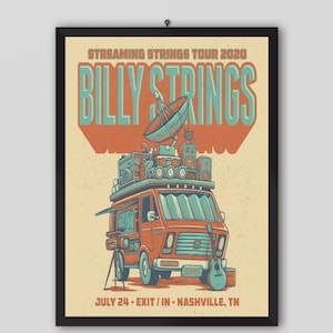 Pôster do Billy Strings de 2020, Half Hazard. Transmissão ao vivo de Nashville. Pôster musical. Pôster vintage. Pôster de show. Para impressão. Arte de parede para impressão.