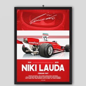 Niki Lauda 1949-2019 Ferrari 312T Formula 1 Poster. Vintage F1 Poster. Niki Lauda Poster. Retro Car Poster. Rare Poster. High Quality