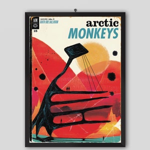 Póster del concierto de Arctic Monkeys 2018 en Dallas, Texas, EE. UU. Alex Turner, Matt Helders, Jamie Cook y Nick O'Malley. Póster musical. Póster vintage.