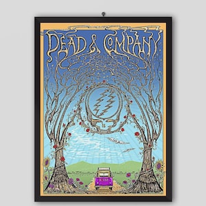 Pôster do show da banda Dead & Company 2018 Lockn em serigrafia. Bob Weir, Mickey Hart, John Mayer. Pôster musical. Pôster do show. Para impressão.
