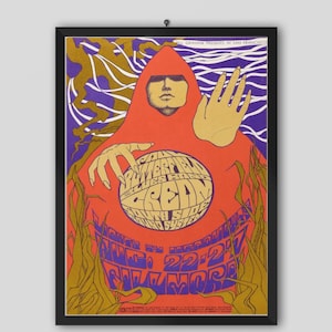 Pôster de show vintage em São Francisco, creme, de 1967. Jack Bruce, Eric Clapton, Ginger Baker. Pôster musical. Pôster vintage. Pôster de show.