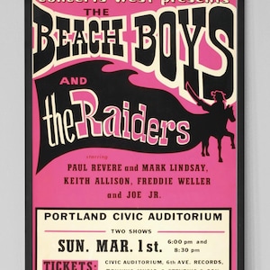 The Beach Boys 1970 Civic Auditorium, Classic Boxing Style Vintage Concert Poster. Music Poster. Vintage Poster. Concert Poster. Printable.