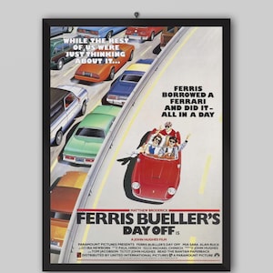Curtindo a Vida Adoidado de Ferris Bueller, pôster de filme vintage de 1986. Filme de John Hughes. Matthew Broderick. Pôster de filme. Pôster vintage.