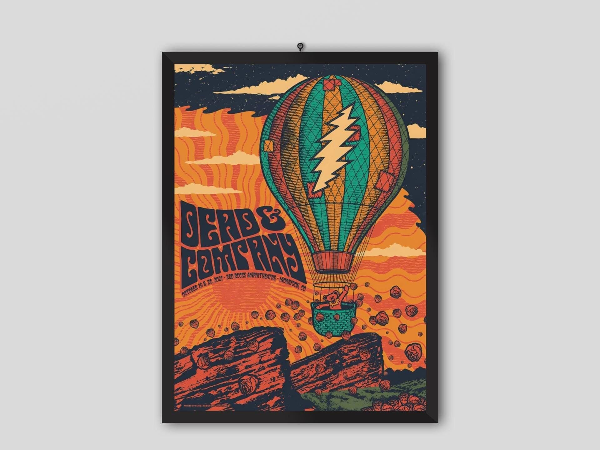 Dead & Company 2021 Red Rocks Morrison, Colorado, USA. Bob Weir, Mickey Hart, John Mayer. Music Poster. Concert Poster. Printable.