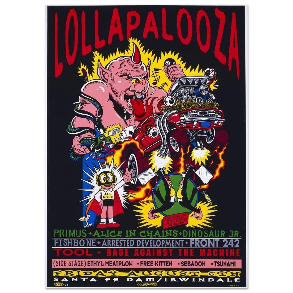 Lollapalooza 1993 Irwindale Silkscreen Vintage Concert