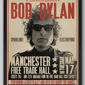 Bob Dylan 1986 in Manchester Vintage Konzertplakat. Bob Dylan Plakat. Musik Poster. Vintage Plakat. Konzert Poster. Druckbar.