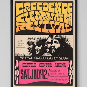 Creedence Clearwater Revival 1969 Vintage Konzertplakat. Signiert von Lee Conklin. Musik Poster. Vintage Plakat. Konzert Poster.