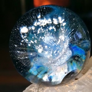 Glass Stargazer Memorial Orb- Ashes in Glass