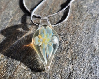 Ethereal Lotus Flower Pendant- Blown Glass Necklace