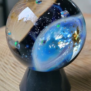 Cosmic Galaxy Space Marble with Opals 1.8&quot;