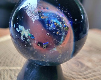 Cosmic Galaxy Space Marble with Opals 1.8"