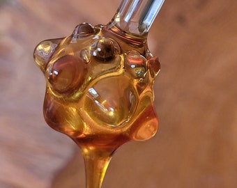 Blown Glass Honey Dipper and Stir Stick with Marble Topper