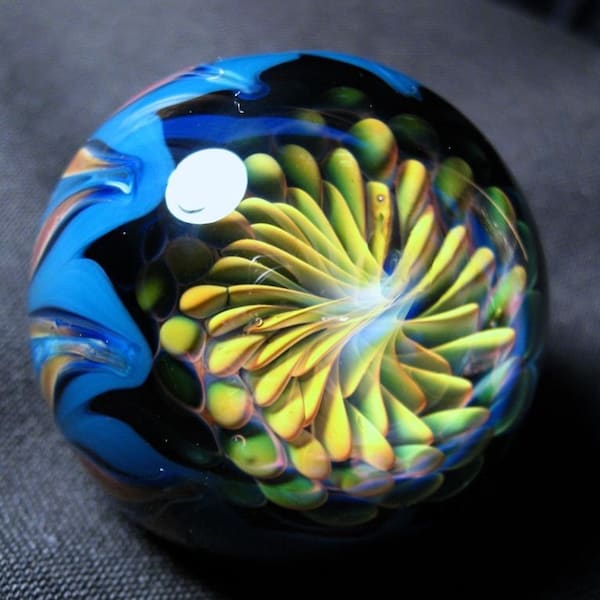 Funky Gold/Silver fumed Boro Glass Marble Lampwork