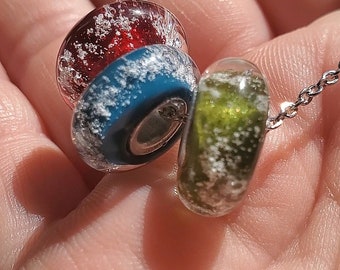 Memorial Glass Charm Bead- Ashes in Glass