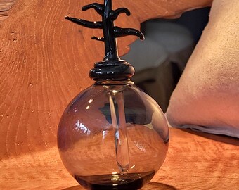 Blown Glass Perfume Bottle with Tree Topper