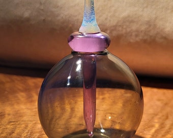 Blown Glass Perfume Bottle with Mushroom Topper