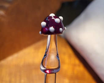 Blown Glass Mushroom Honey Dipper and Stir Stick