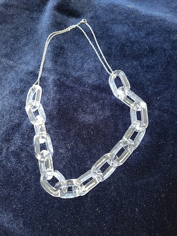 Clear Blown Glass Chain Link Necklace