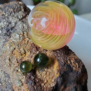 Gold Fume Vortex Marble Slurper Set- Terp Slurper and Pearls