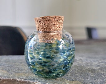 Blown Glass Mini Glass Jar with Cork