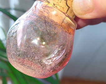 Gold and Silver Fumed Blown Glass Jar with Cork