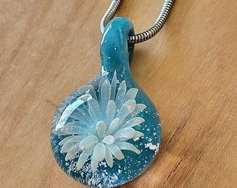 Glass Lotus Memorial Pendant- Ashes in Glass