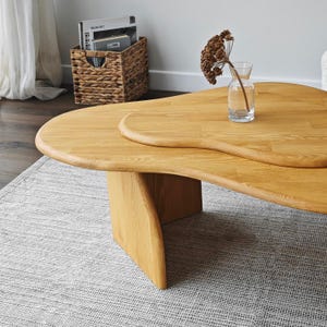 Modern Coffee Table, Coffee Table, Handmade Wooden Table, Round Coffee Table, Small Table, Low Mid-Century Profile for Stylish Living Room
