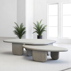 Modern Coffee Table, Ash Wood Coffee Table, Small Coffee Table, Round Coffee Table, Unique Table, Mid-Century Table, Low Design Coffee Table