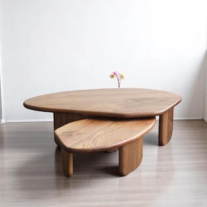 Mid-Century Modern Coffee Table, Small Coffee Table, Wooden Coffee Table, Round Coffee Table, Low Coffee Table for Living Room Furniture