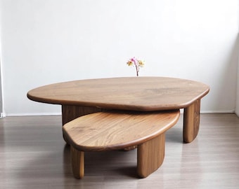 Mid-Century Modern Coffee Table, Small Coffee Table, Wooden Coffee Table, Round Coffee Table, Low Coffee Table for Living Room Furniture