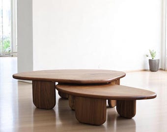 Minimalist Coffee Table, Small Coffee Table, Round Coffee Table, Wooden Table, Mid-Century Coffee Table, Low Profile Table, Modern Design