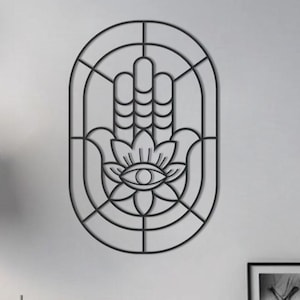 Hamsa Metal Wall Art, Boho Evil Eye Home Decor