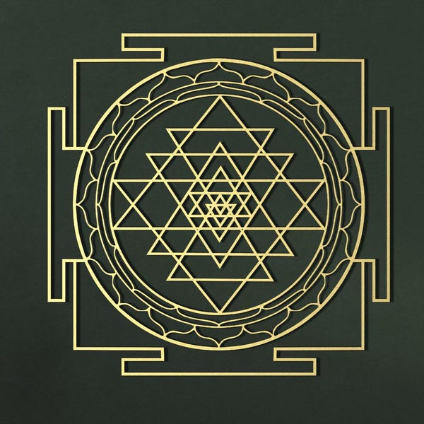 Modern Sri Yantra Metal Wall Art, Sacred Geometry, Spiritual Decor