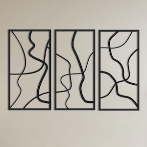 Minimalist Black Metal Line Art, Modern Geometric Wall Sculpture