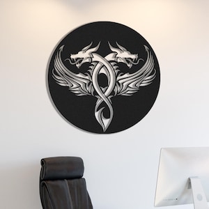 Dragon Metal Wall Art, Mythologic Decor, Minimalist Dragon Line Art, Dragon Metal Hanging,   Unique Metal Wall Art, Gift for Boyfriend