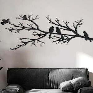 Metal Wall Art, Birds on a Branch Metal Wall Decor, Bird Lovers Gift, Metal Garden Art, Metal Tree Art, Outdoor Home Decor, Birds Art