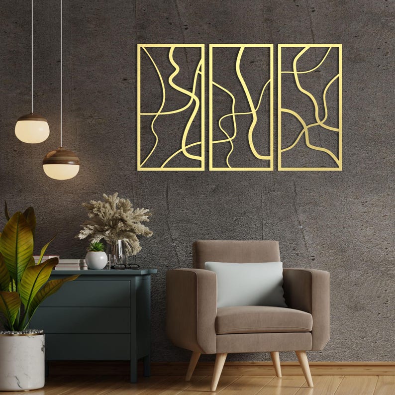 Minimalist Black Metal Line Art, Modern Geometric Wall Sculpture - Etsy