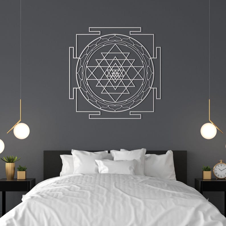 Modern Sri Yantra Metal Wall Art, Sacred Geometry, Spiritual Decor - Etsy