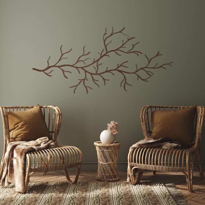 Metal Tree Branch Wall Art, Nature Sculpture, Living Room Decor - Etsy