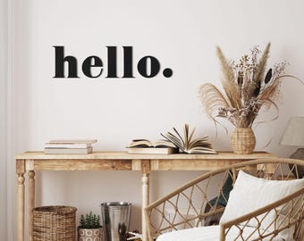 Textured Black Metal Hello Sign - Front Door Wall Art