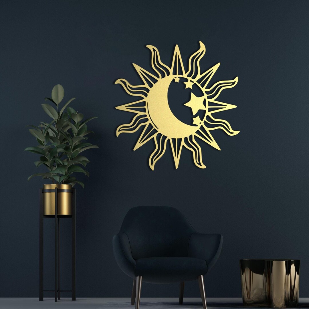 Sun and Moon Metal Wall Decor, Sun and Moon Decor, Mystic Metal Wall ...
