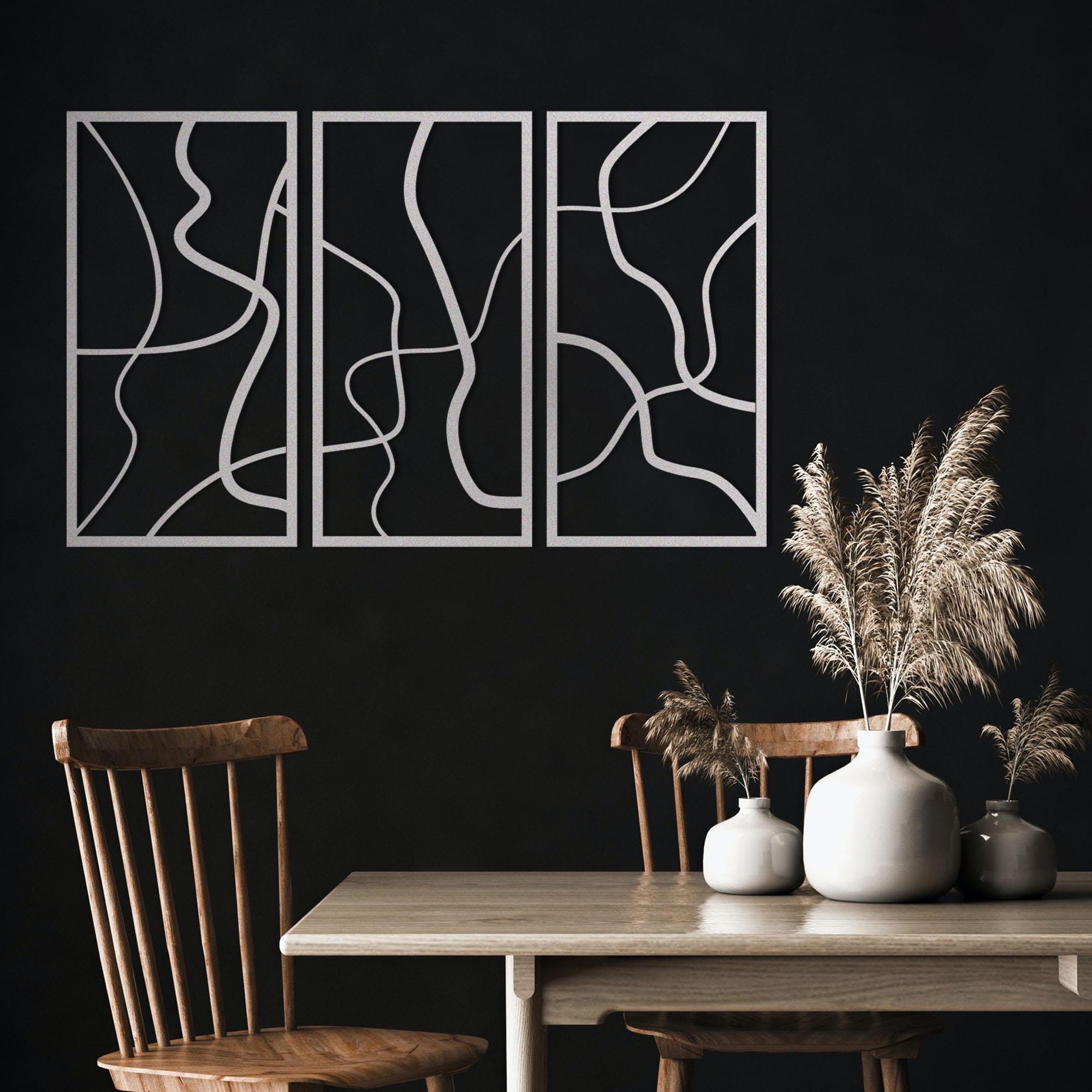 Minimalist Black Metal Line Art, Modern Geometric Wall Sculpture - Etsy