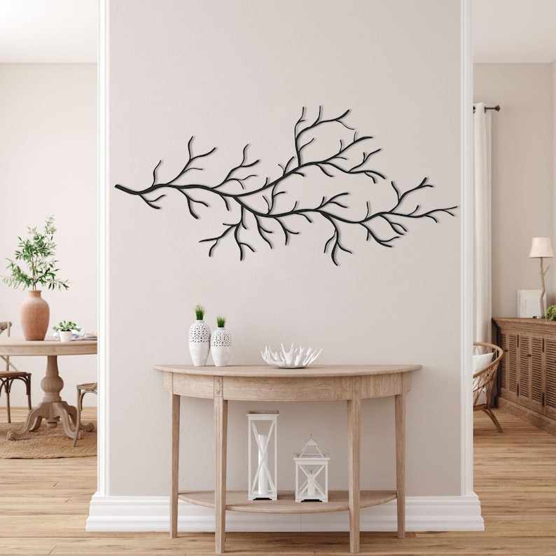 Metal Tree Branch Wall Art, Nature Sculpture, Living Room Decor - Etsy