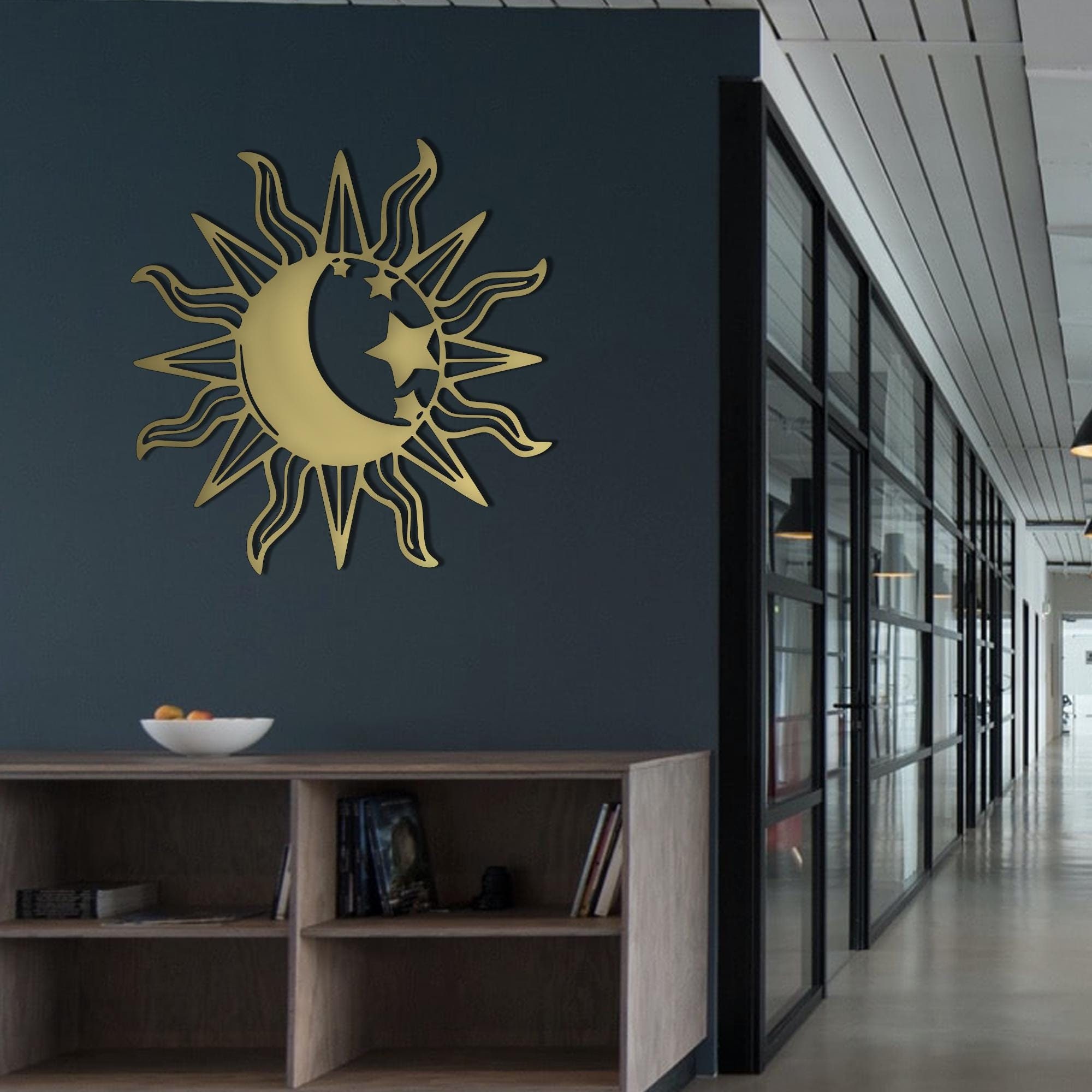 Sun and Moon Metal Wall Decor, Sun and Moon Decor, Mystic Metal Wall ...