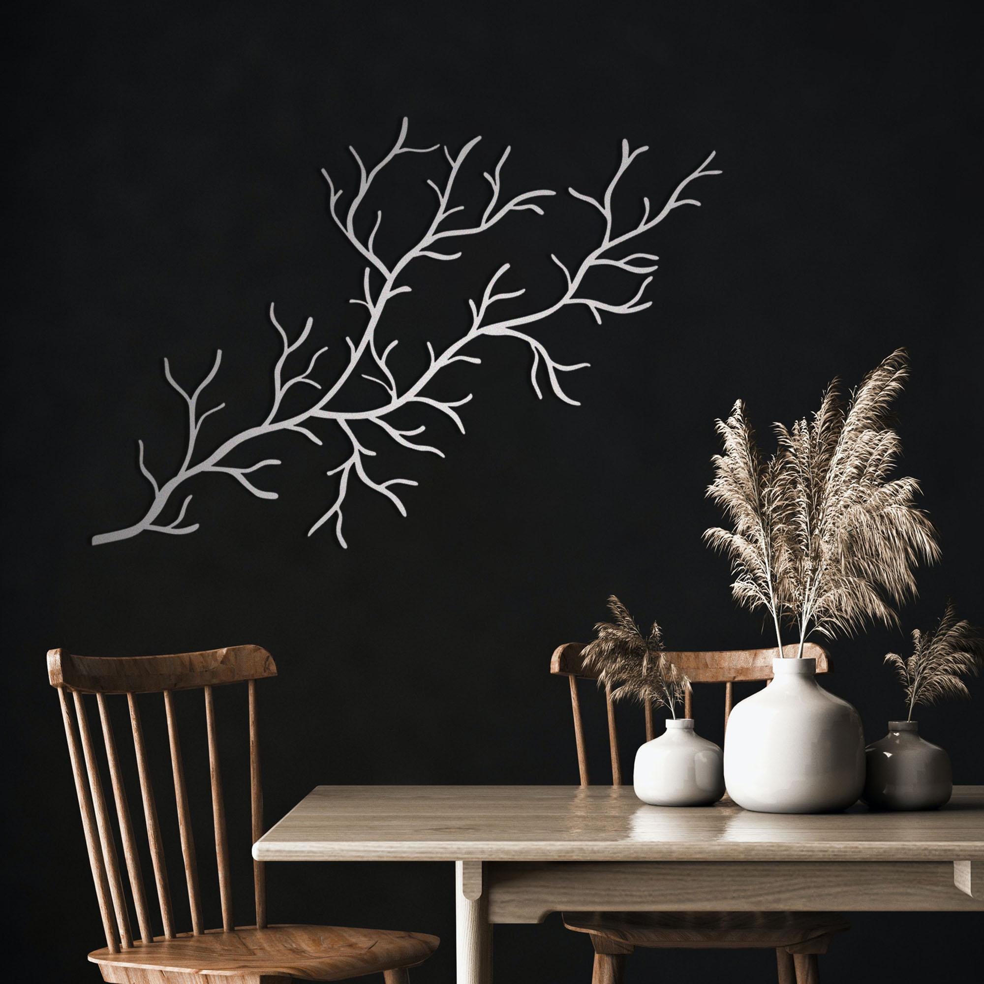 Metal Tree Branch Wall Art, Nature Sculpture, Living Room Decor - Etsy